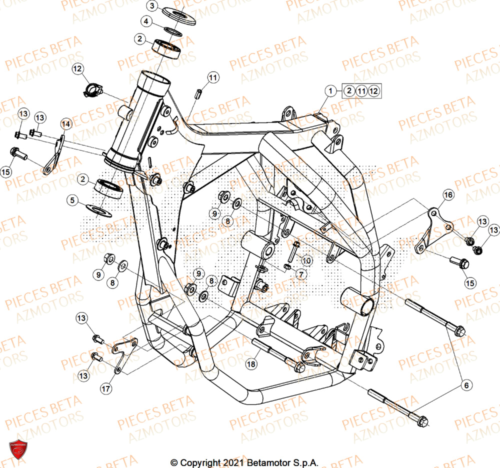 Chassis AZMOTORS PiÃ¨ces BETA MOTARD 125 4T R 2026