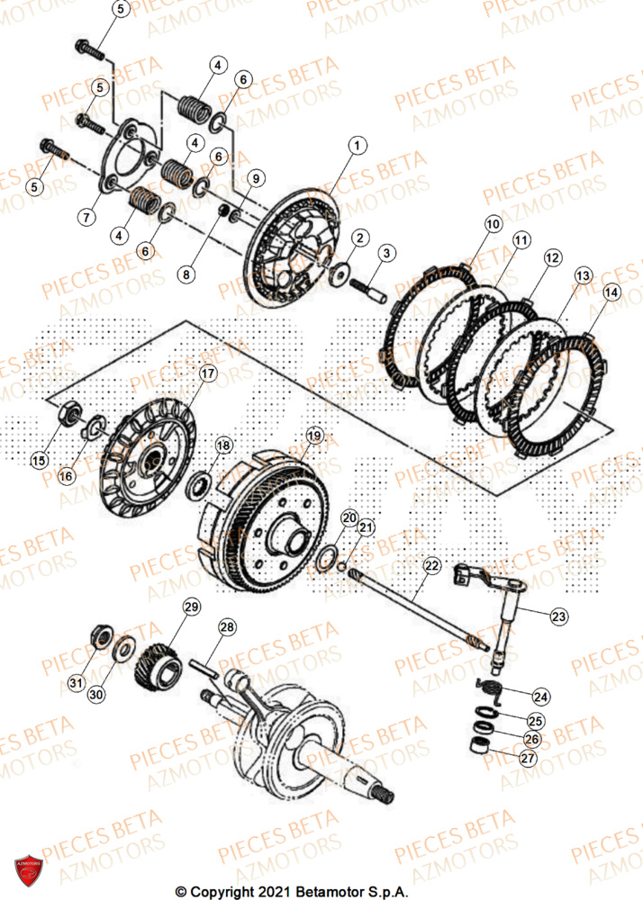 Embrayage AZMOTORS PiÃ¨ces BETA MOTARD 125 4T R 2026