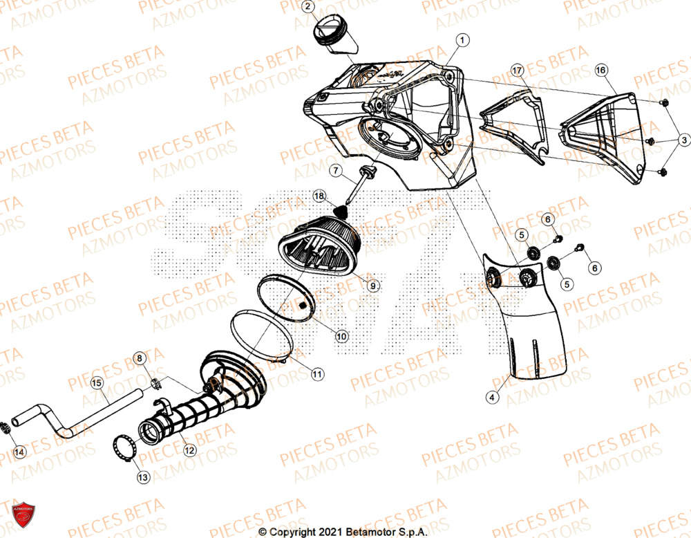 Filtre A Air AZMOTORS PiÃ¨ces BETA MOTARD 125 4T R 2026
