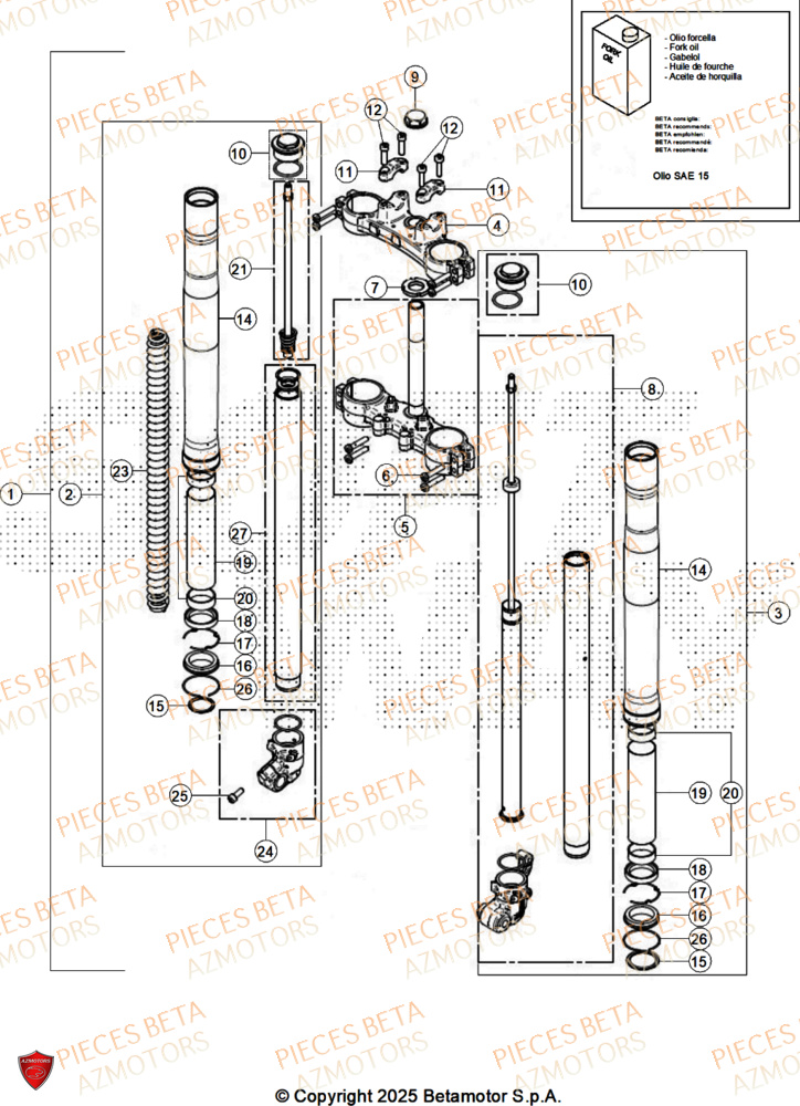 Fourche AZMOTORS PiÃ¨ces BETA MOTARD 125 4T R 2026
