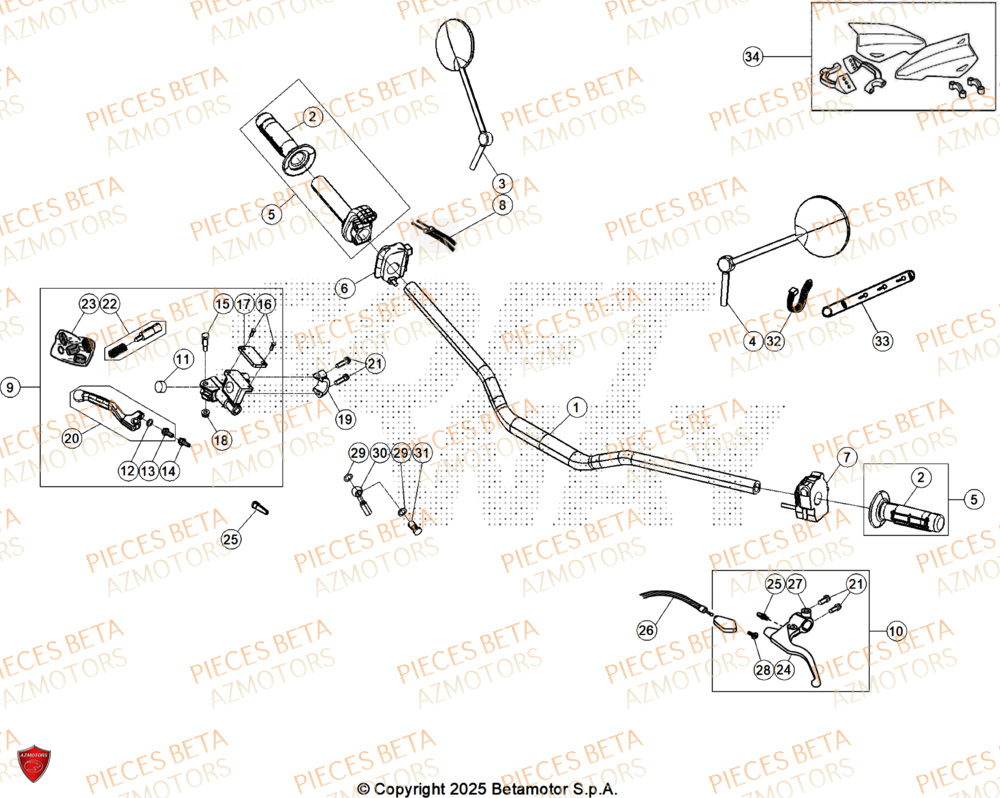 Guidon AZMOTORS PiÃ¨ces BETA MOTARD 125 4T R 2026