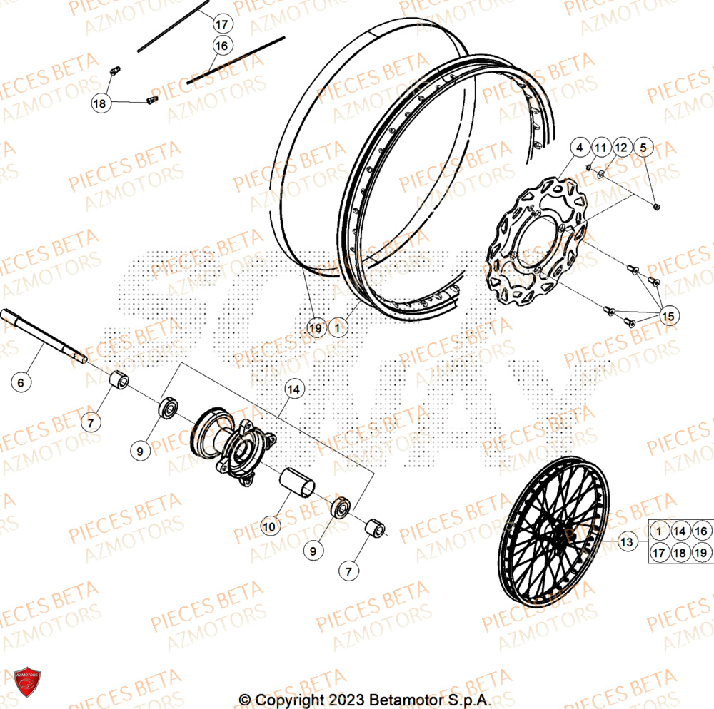 Roue Avant AZMOTORS PiÃ¨ces BETA MOTARD 125 4T R 2026
