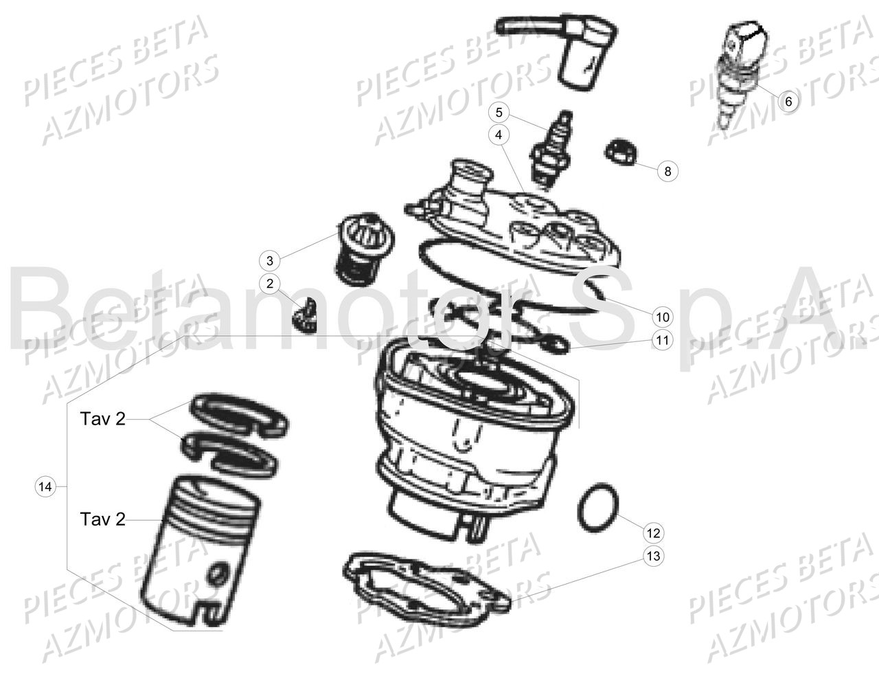 Cylindre Culasse Distribution AZMOTORS BETA Motard 50 Sport MY18