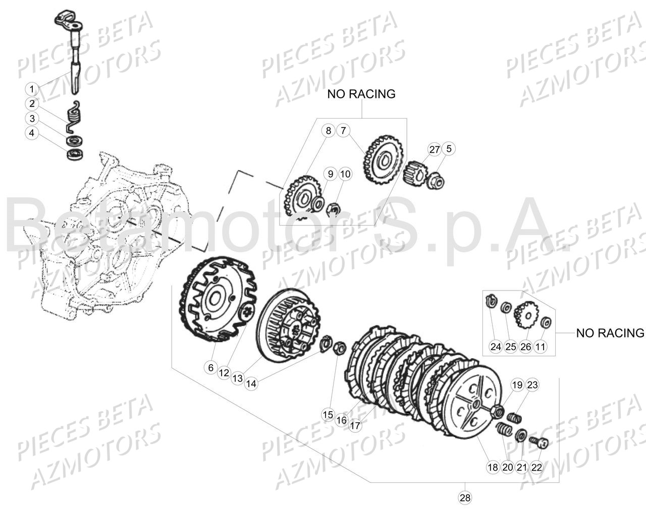 Transmission Principale Embrayage AZMOTORS BETA Motard 50 Sport MY18