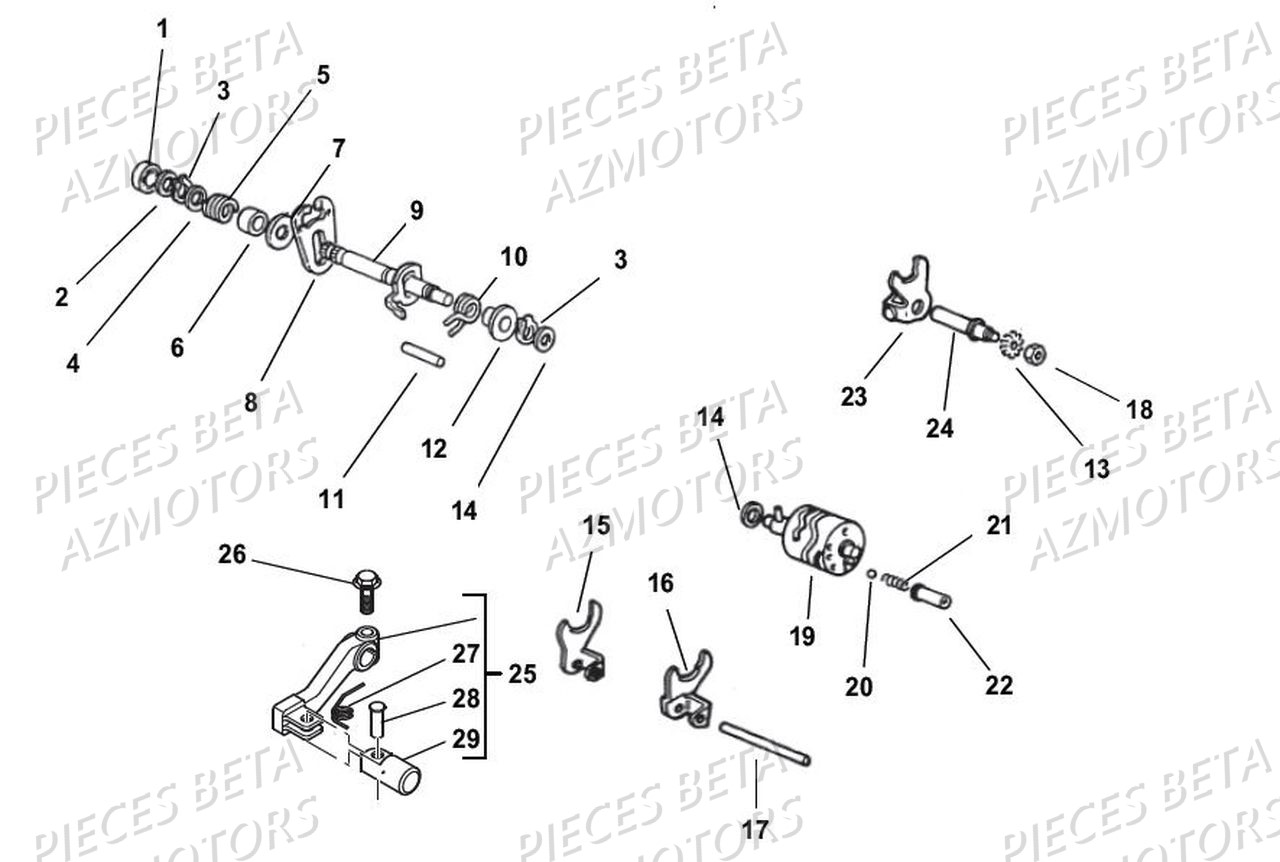 Commande Boite A Vitesses AZMOTORS PiÃ¨ces Beta 50 RR Motard TRACK - 2018