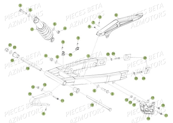 Suspension Arriere AZMOTORS PiÃ¨ces Beta 50 RR Motard TRACK - 2019
