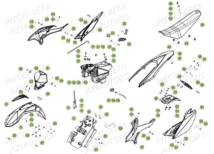 Carenages AZMOTORS BETA Motard Standard RR 2T 50 MY18