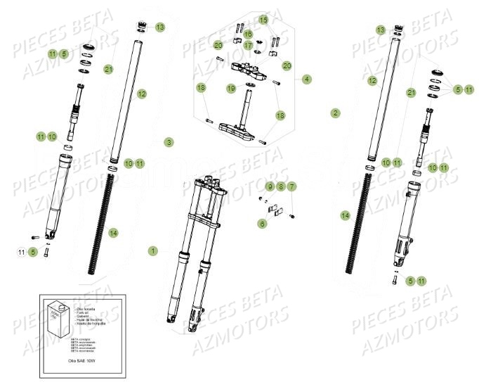 Fourche AZMOTORS BETA Motard Standard RR 2T 50 MY18