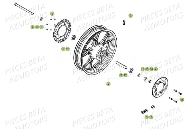 Roue Arriere AZMOTORS BETA Motard Standard RR 2T 50 MY18