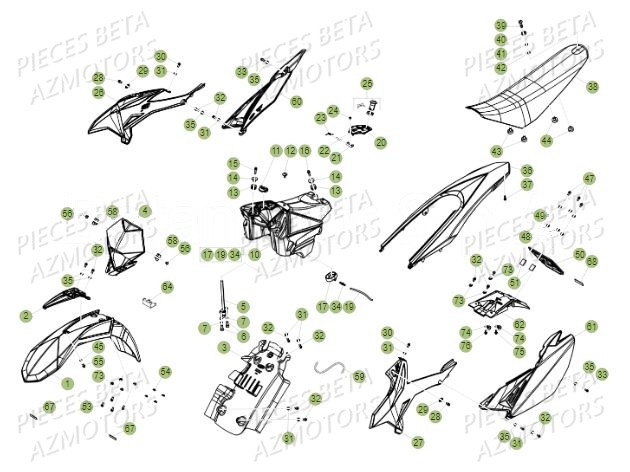 Carenages AZMOTORS BETA Motard Standard RR 2T 50 MY19
