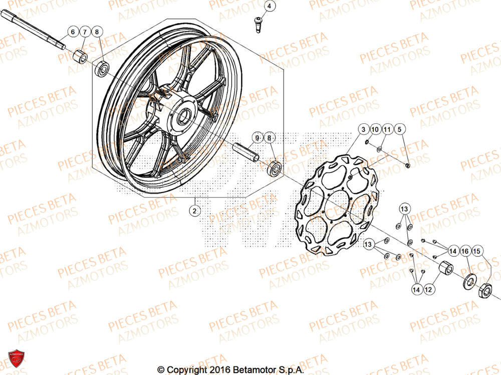 Roue Avant AZMOTORS BETA Motard STANDARD RR 2T 50 2026