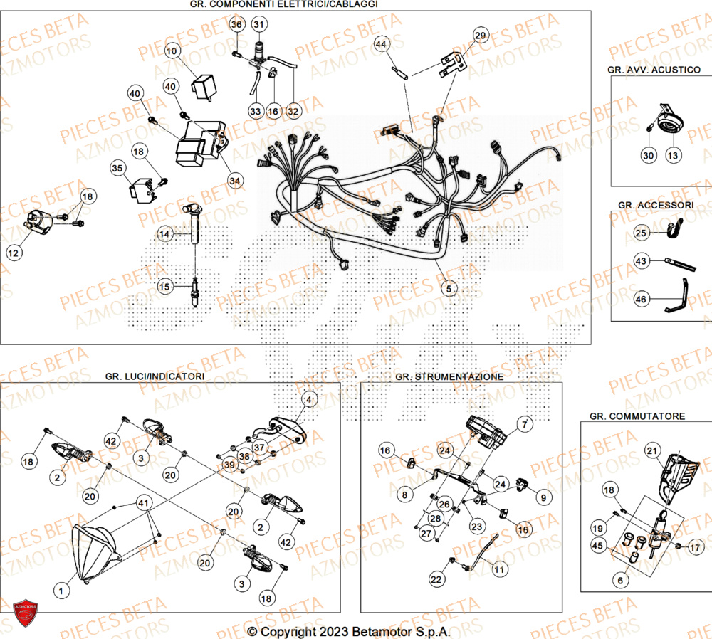 Equipement Electrique AZMOTORS BETA Motard SPORT 2T 50 2025