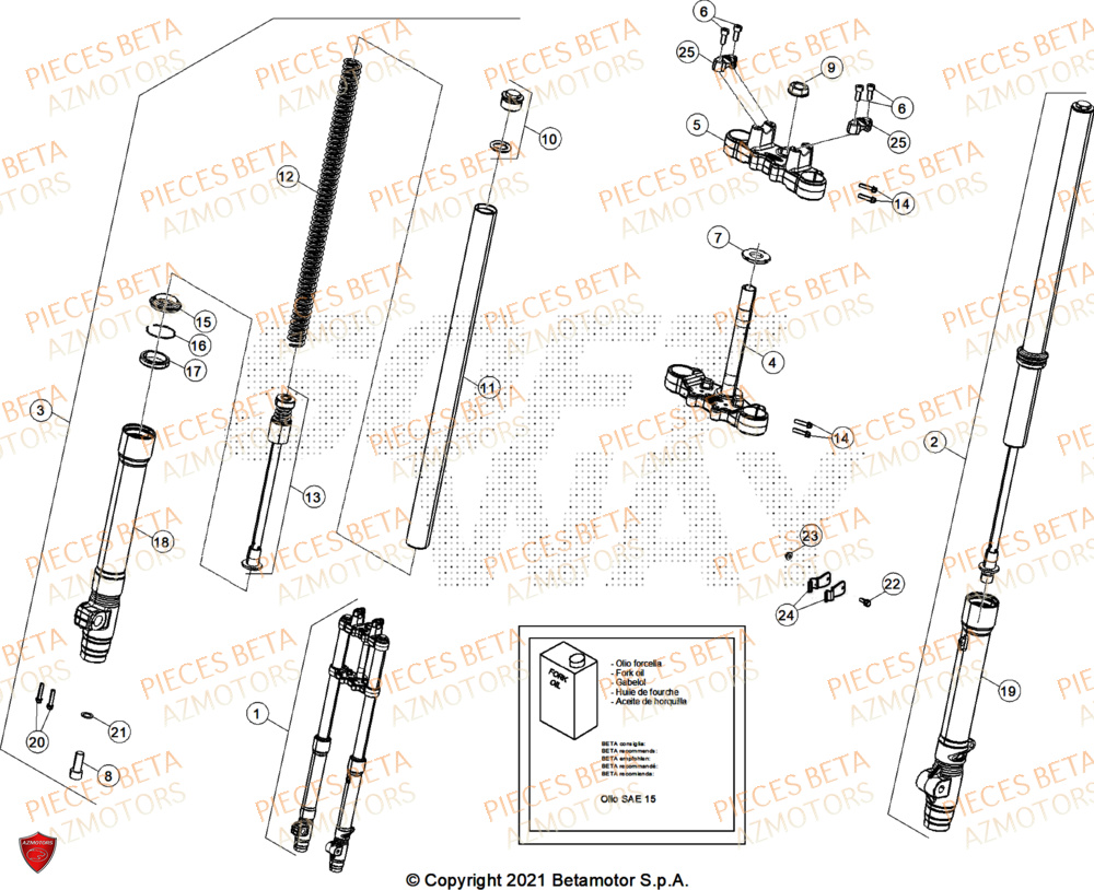 Fourche AZMOTORS BETA Motard SPORT 2T 50 2025