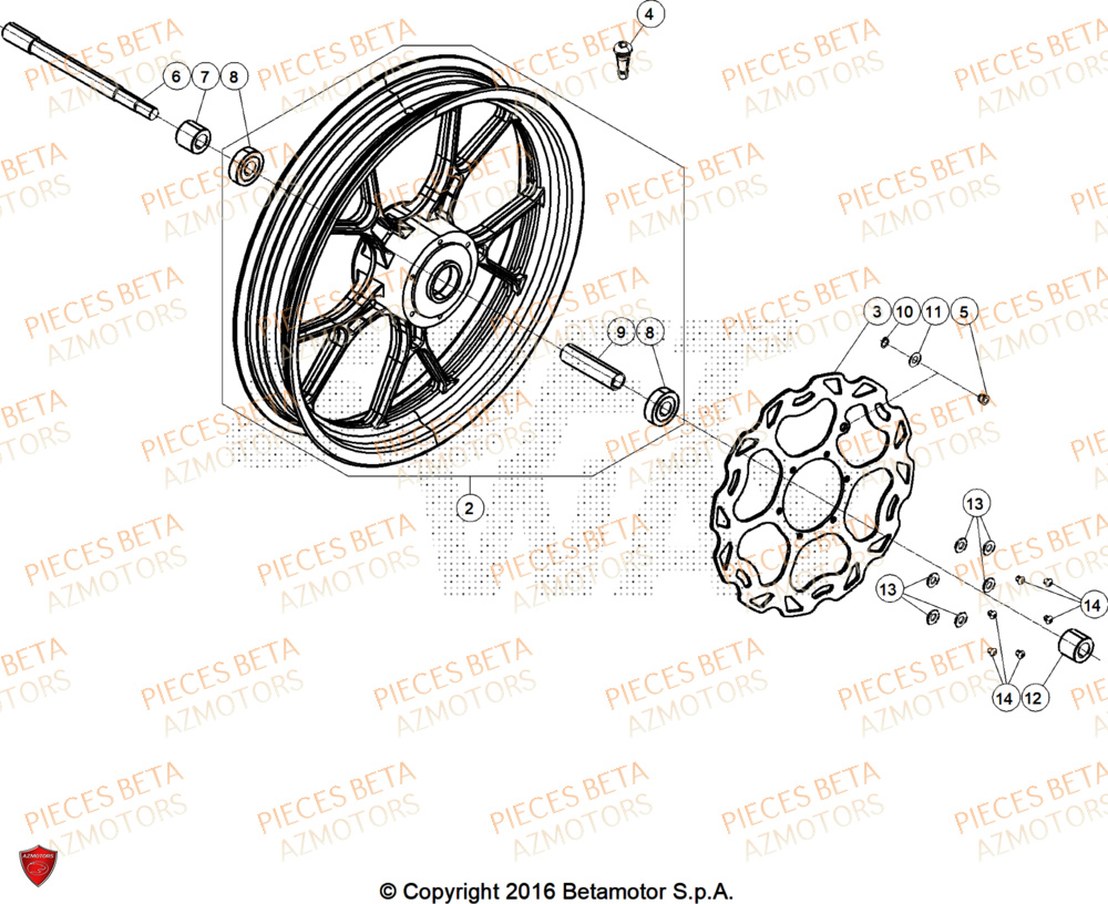 Roue Avant AZMOTORS BETA Motard SPORT 2T 50 2025