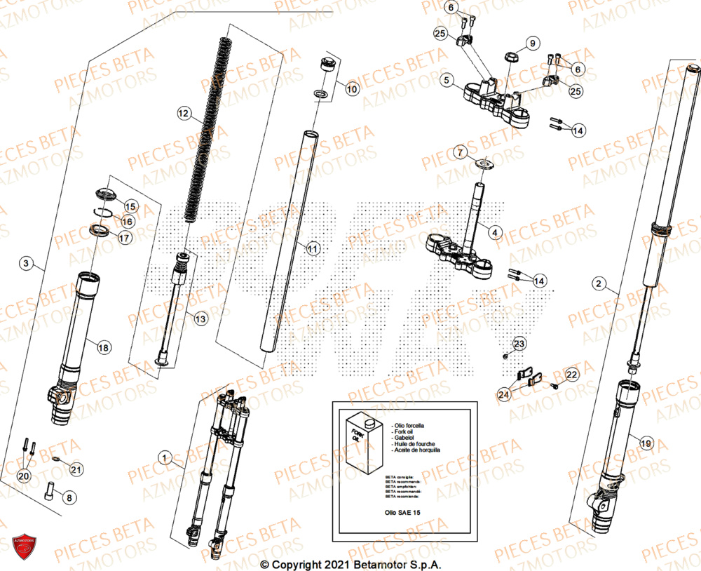 Fourche AZMOTORS BETA Motard SPORT 2T 50 2026