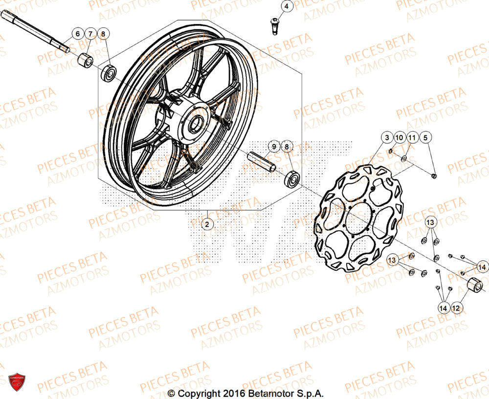 Roue Avant AZMOTORS BETA Motard SPORT 2T 50 2026