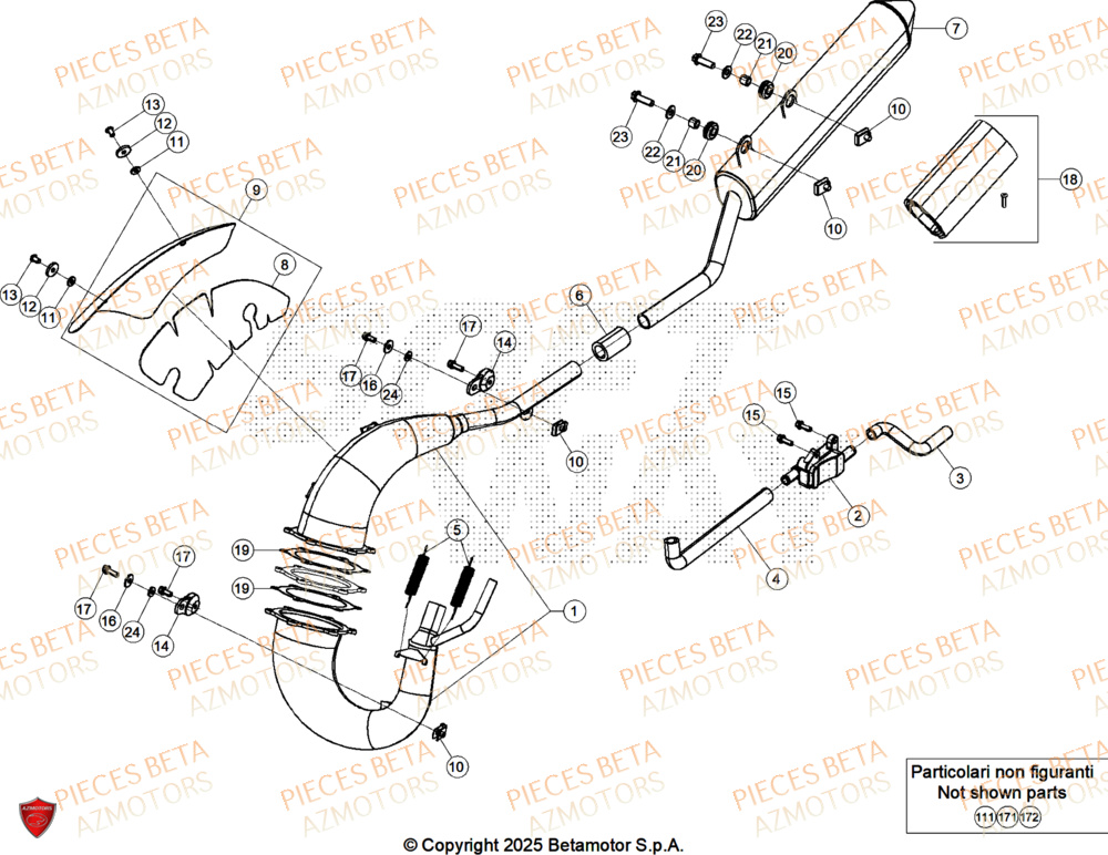 Echappement AZMOTORS BETA Motard TRACK 2T 50 2025
