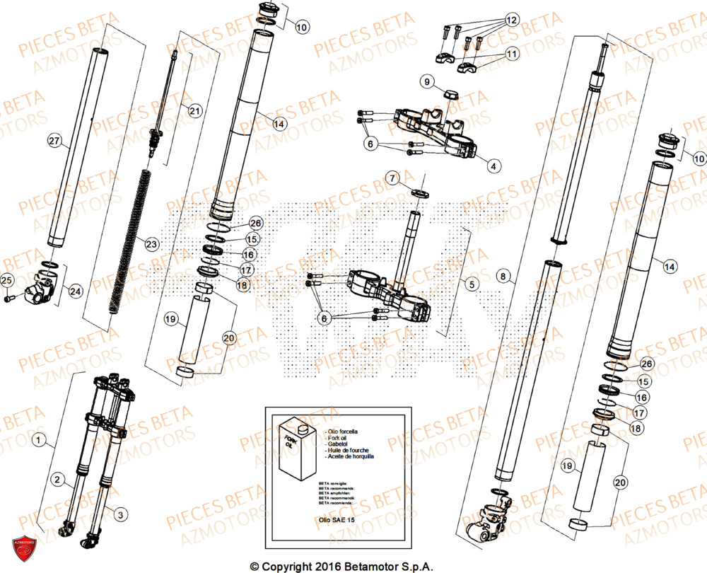 Fourche AZMOTORS BETA Motard TRACK 2T 50 2025
