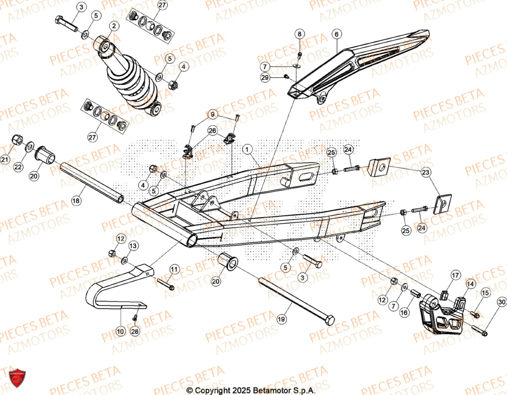 Bras Oscillant AZMOTORS BETA Motard TRACK 2T 50 2026
