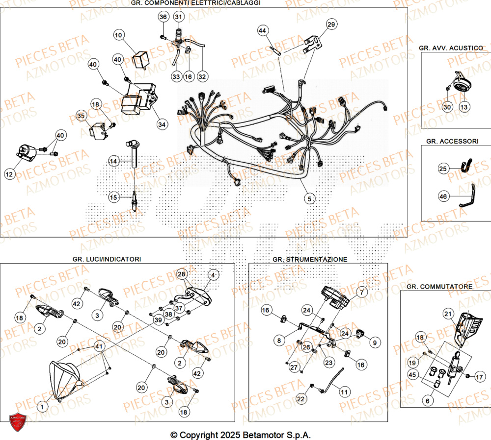 Equipement Electrique AZMOTORS BETA Motard TRACK 2T 50 2026
