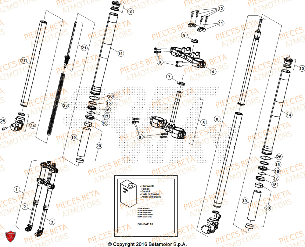 Fourche AZMOTORS BETA Motard TRACK 2T 50 2026

