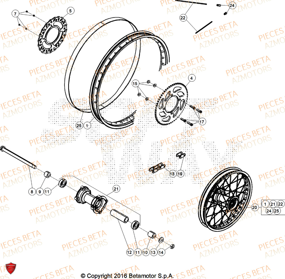 Roue Arriere AZMOTORS BETA Motard TRACK 2T 50 2026
