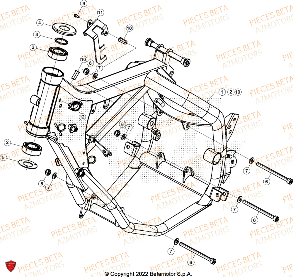 Chassis AZMOTORS BETA Motard X GREY 2T 50 2025