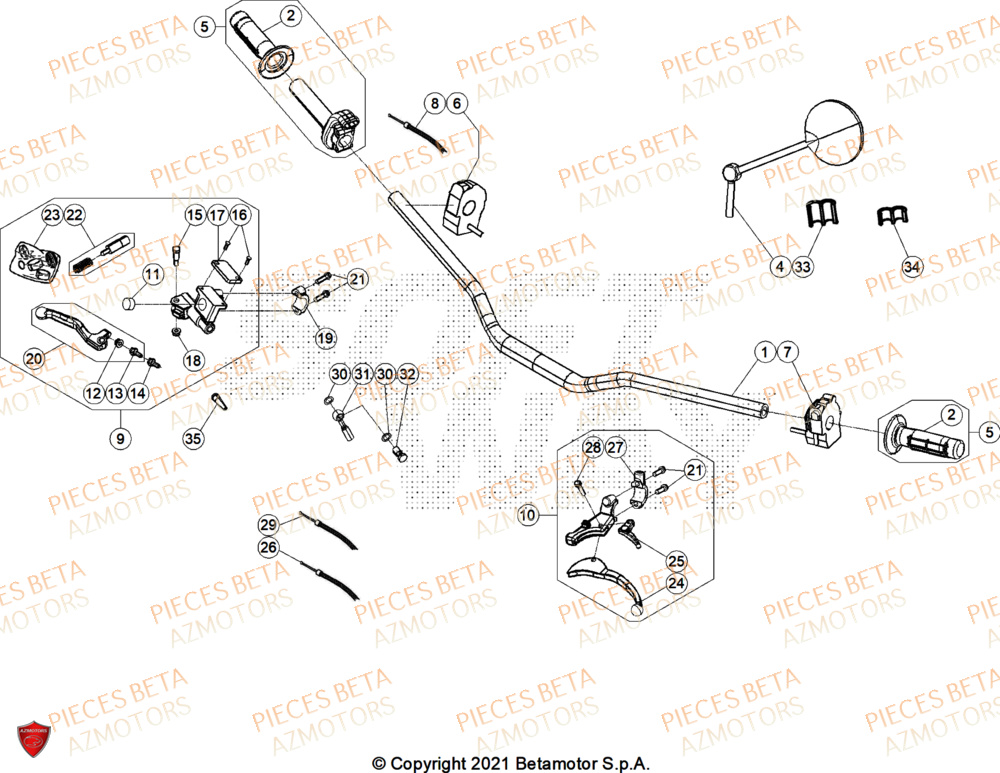 Guidon AZMOTORS BETA Motard X GREY 2T 50 2025