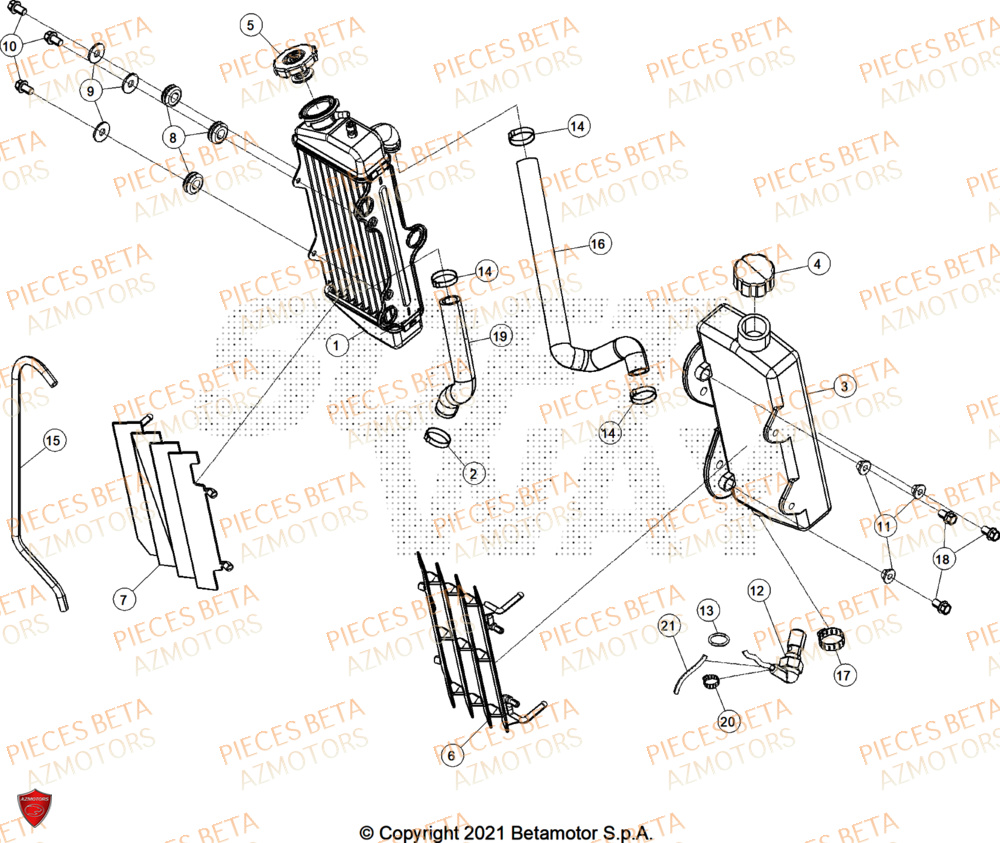 Radiateur AZMOTORS BETA Motard X GREY 2T 50 2025