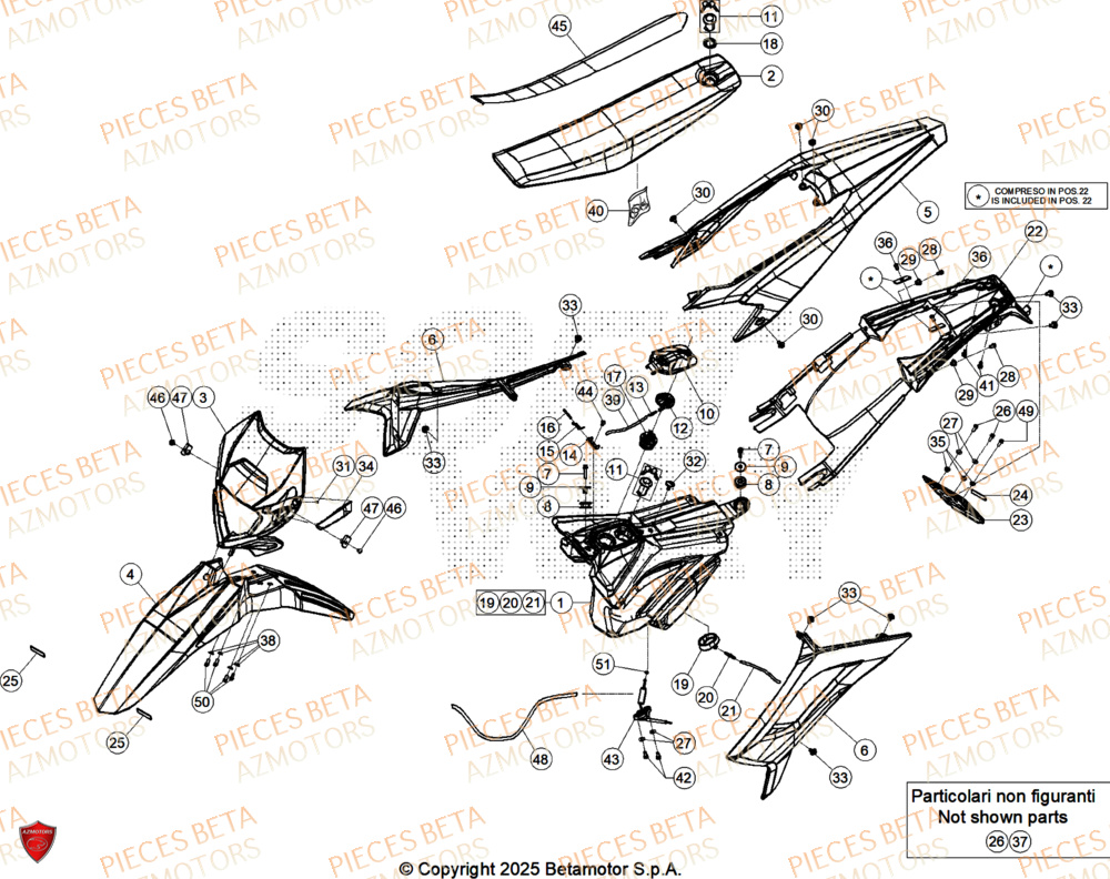 Carenages AZMOTORS BETA Motard X GREY 2T 50 2026