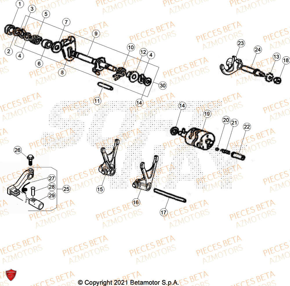 Selecteur De Vitesses AZMOTORS BETA Motard X GREY 2T 50 2026