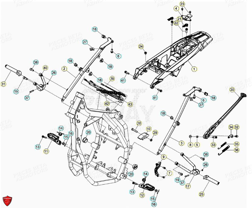Accessoires Du Chassis AZMOTORS PiÃ¨ces BETA RR Motard 125 4T LC - 2021-2022