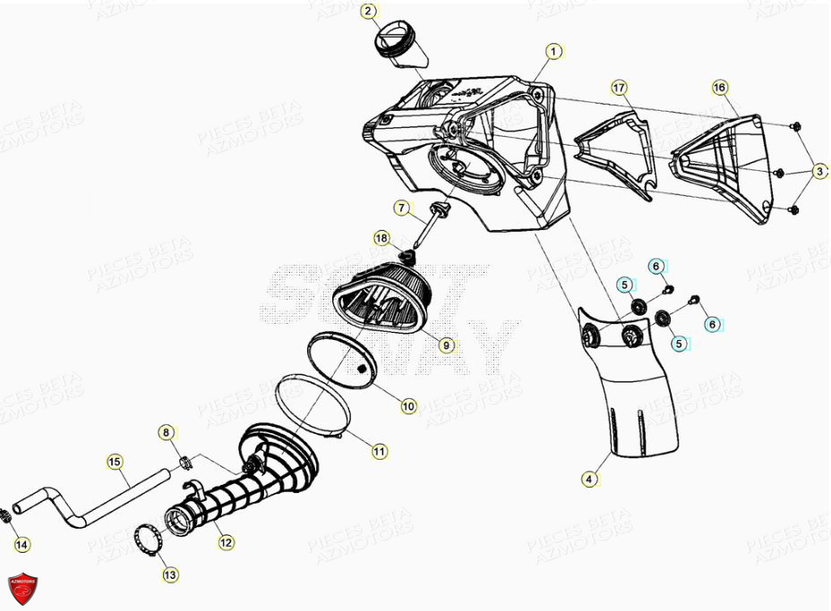 Boitier Du Filtre A Air AZMOTORS PiÃ¨ces BETA RR Motard 125 4T LC - 2021-2022