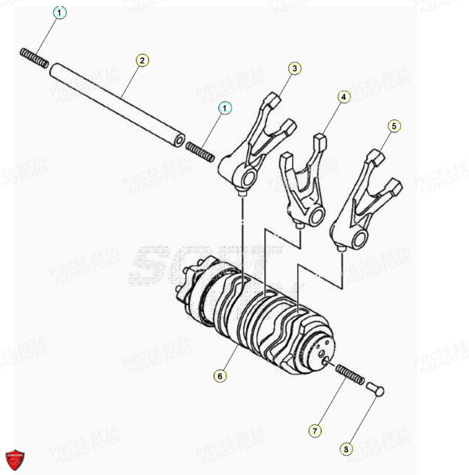 Command Boite A Vitesses Fourchettes AZMOTORS PiÃ¨ces BETA RR Motard 125 4T LC - 2021-2022