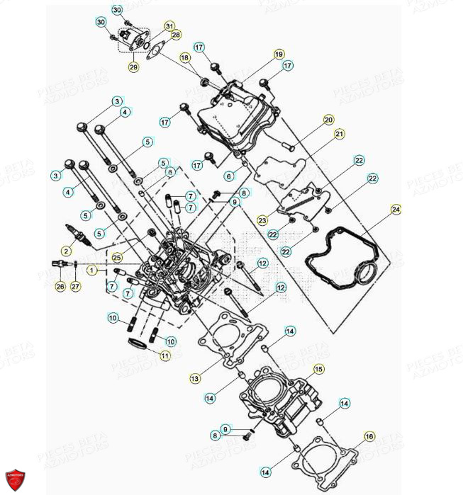 Cylindre Culasse AZMOTORS PiÃ¨ces BETA RR Motard 125 4T LC - 2021-2022