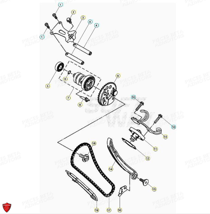 Distribution Arbre A Came AZMOTORS PiÃ¨ces BETA RR Motard 125 4T LC - 2021-2022