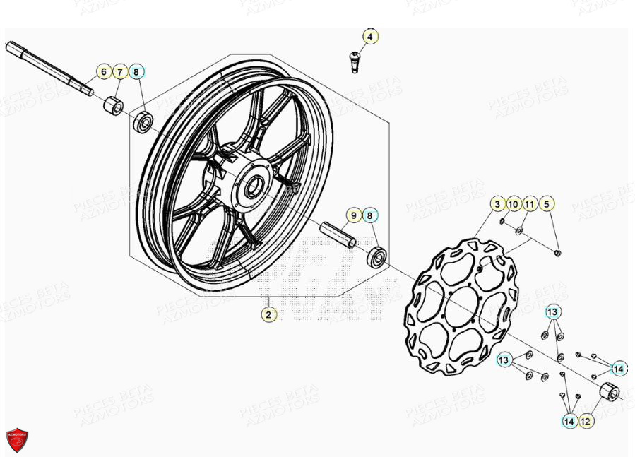 Roue Avant AZMOTORS PiÃ¨ces BETA RR Motard 125 4T LC - 2021-2022