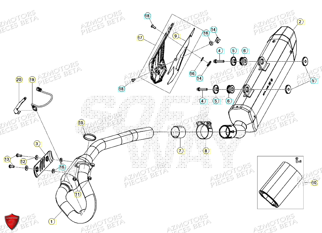 Echappement AZMOTORS PiÃ¨ces BETA MOTARD RR 125 4T R 2024