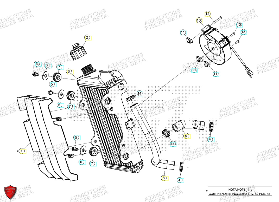 Radiateur AZMOTORS PiÃ¨ces BETA MOTARD RR 125 4T R 2024