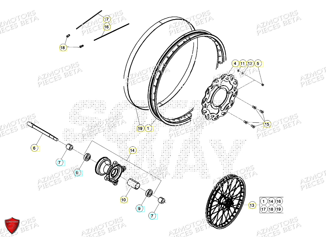 Roue Avant AZMOTORS PiÃ¨ces BETA MOTARD RR 125 4T R 2024
