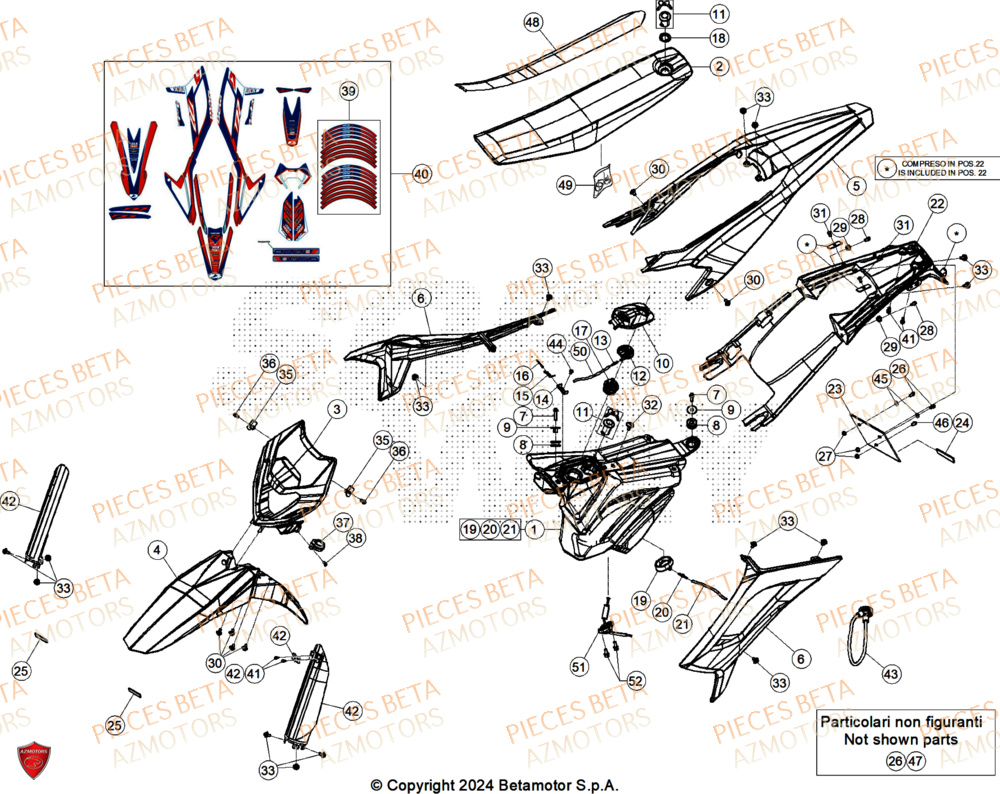 Carenages AZMOTORS PiÃ¨ces BETA MOTARD RR 125 4T R 2025