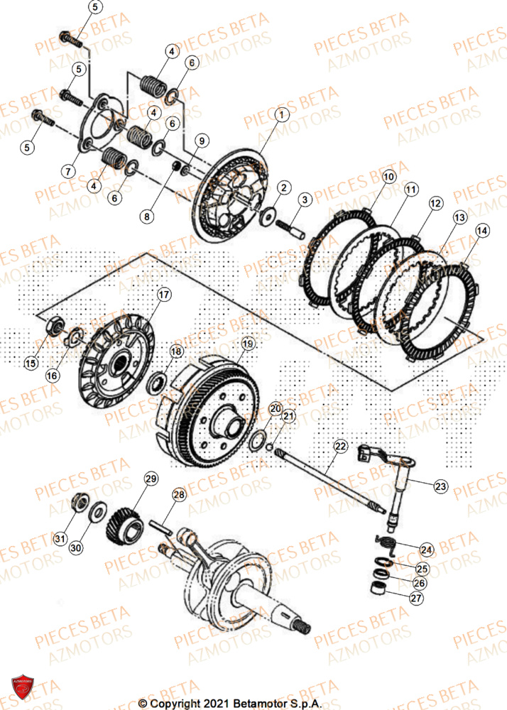 Embrayage AZMOTORS PiÃ¨ces BETA MOTARD RR 125 4T R 2025