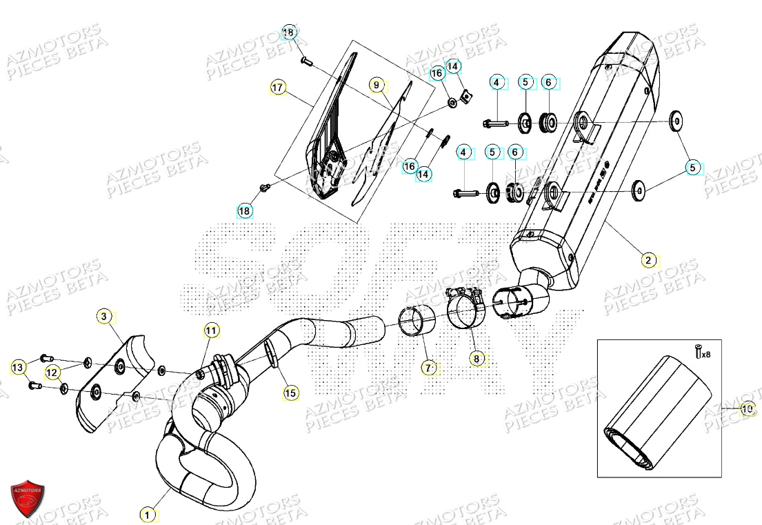 Echappement AZMOTORS PiÃ¨ces BETA MOTARD RR 125 4T T 2024