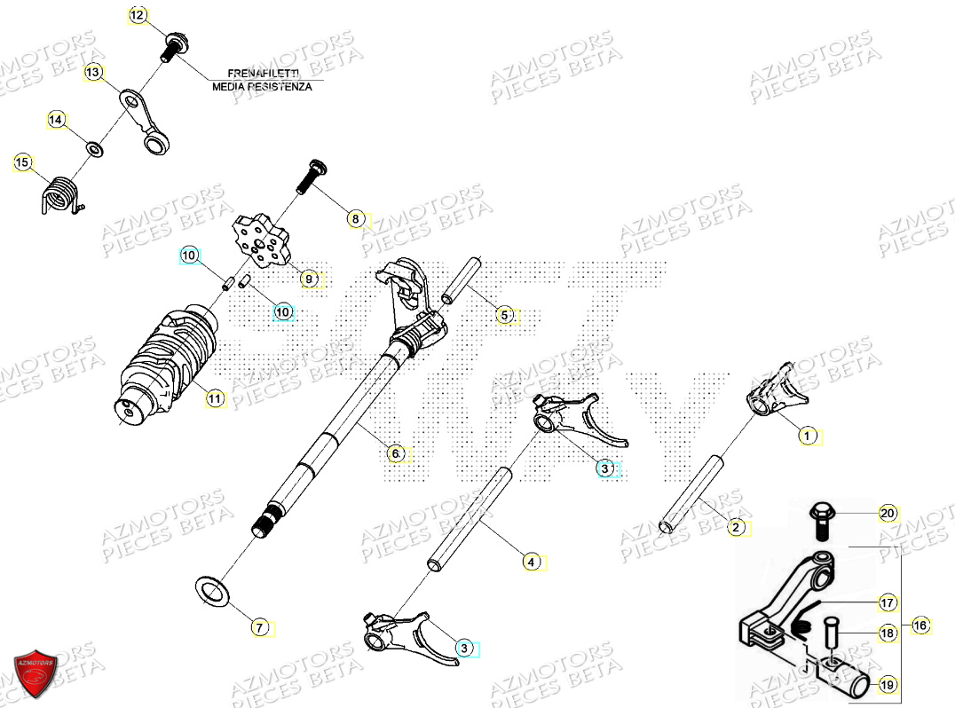 Levier De Boite De Vitesses AZMOTORS PiÃ¨ces BETA MOTARD RR 125 4T T 2024