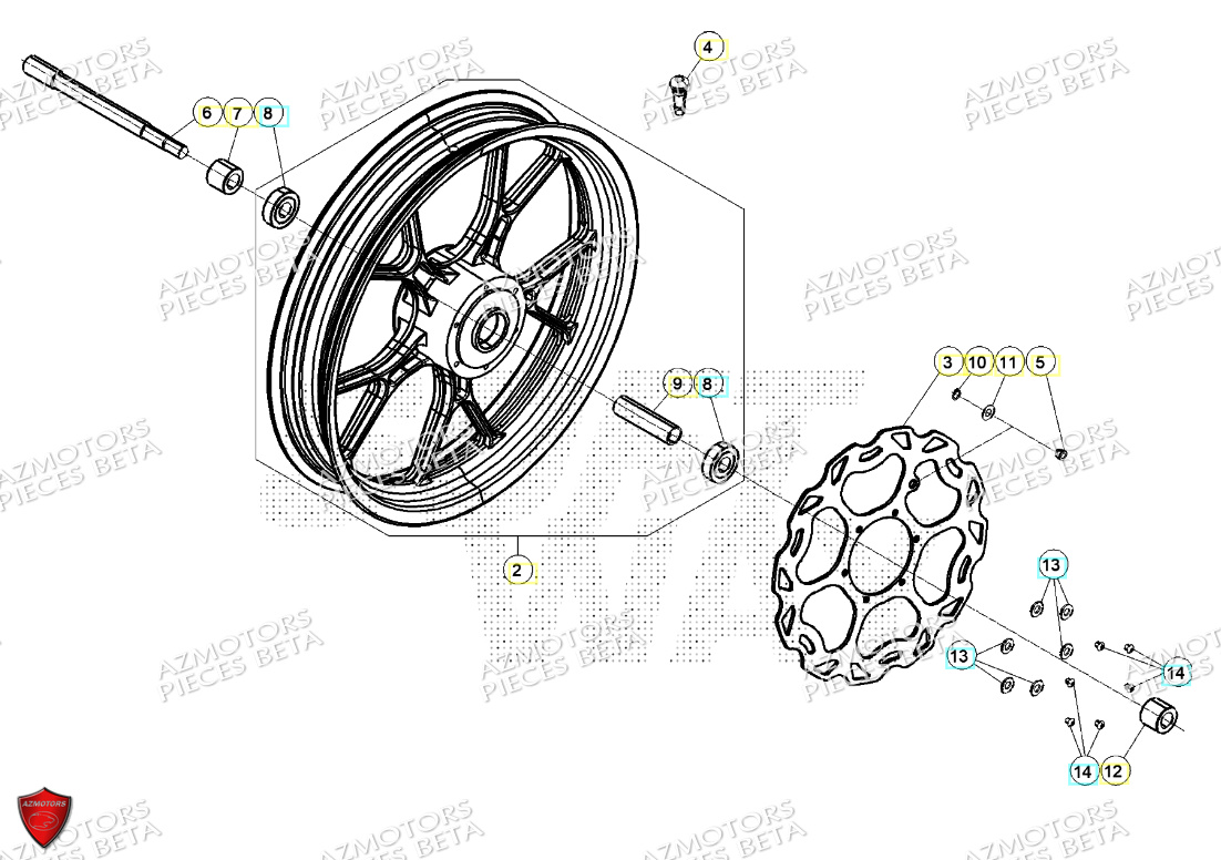 Roue Avant AZMOTORS PiÃ¨ces BETA MOTARD RR 125 4T T 2024