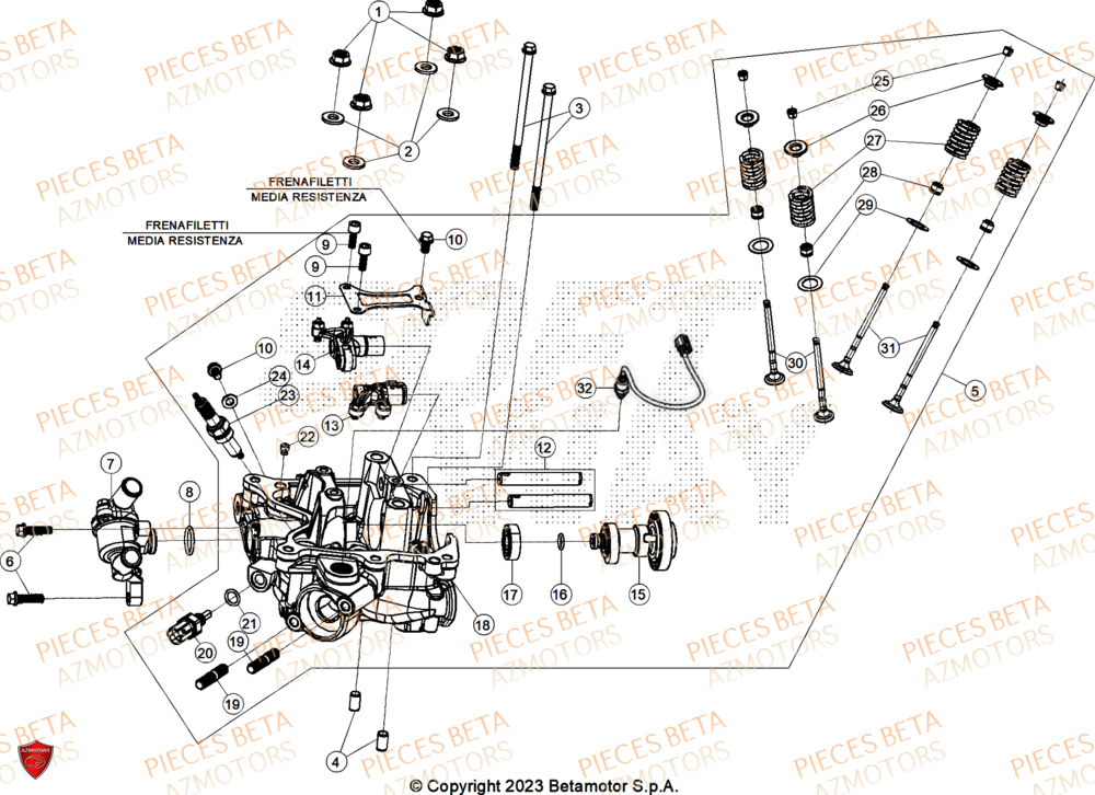 Culasse AZMOTORS PiÃ¨ces BETA MOTARD RR 125 4T T 2025