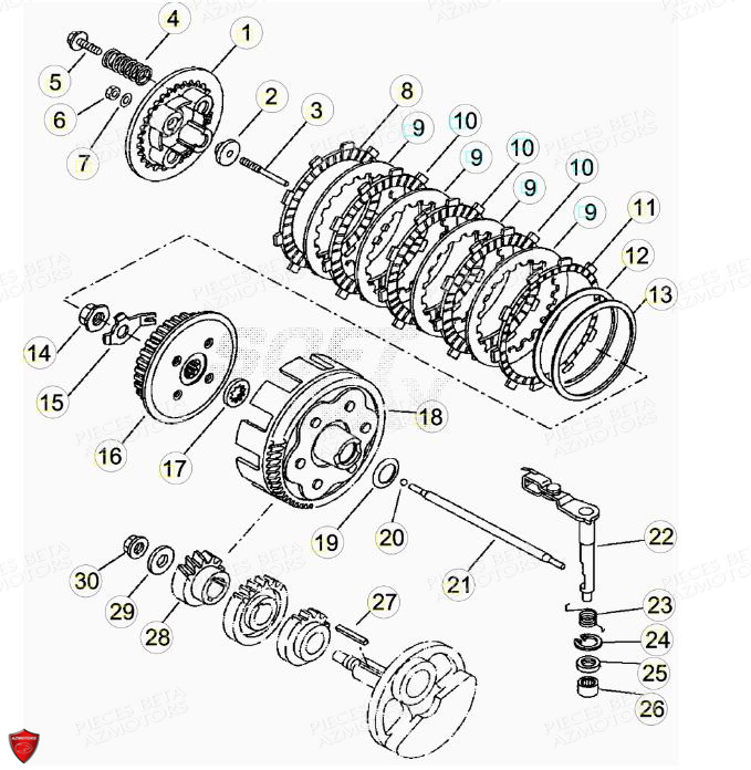 Embrayage AZMOTORS PiÃ¨ces BETA RR Motard 125 LC - 2013/2014