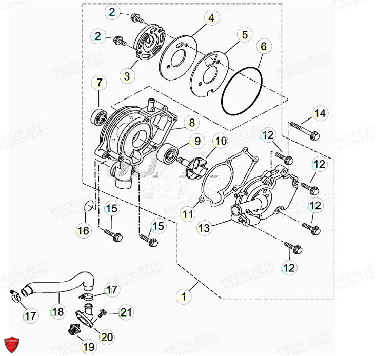 Pompe A Eau AZMOTORS PiÃ¨ces BETA RR Motard 125 LC - 2013/2014