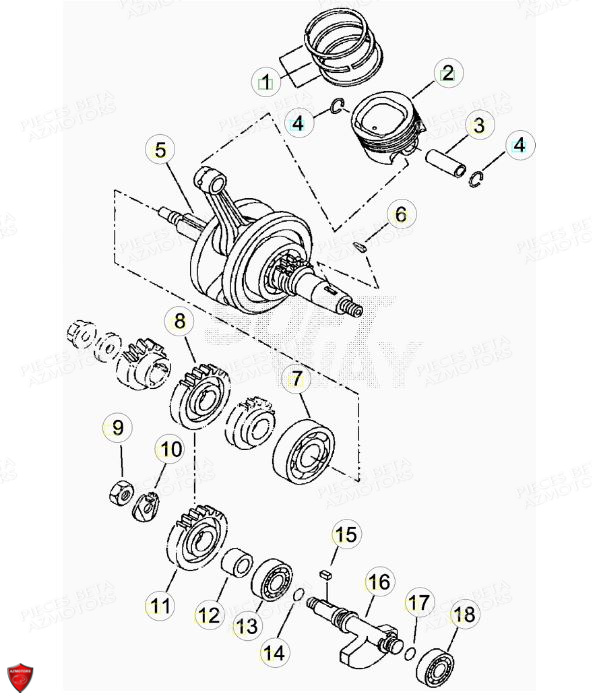 Vilebrequin Piston Contre Arbre AZMOTORS PiÃ¨ces BETA RR Motard 125 LC - 2013/2014
