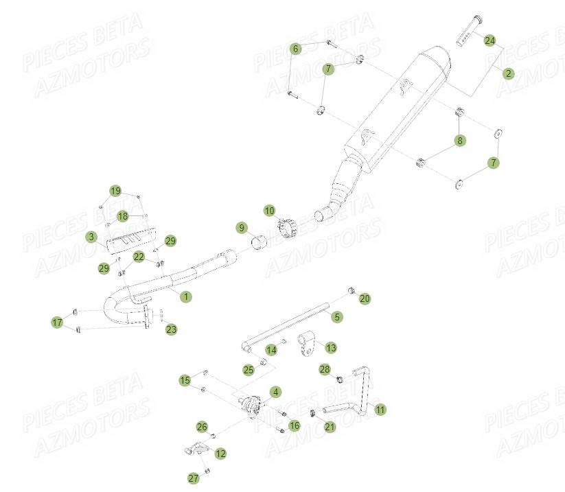 Echappement AZMOTORS PiÃ¨ces BETA RR Motard 125 LC - 2015